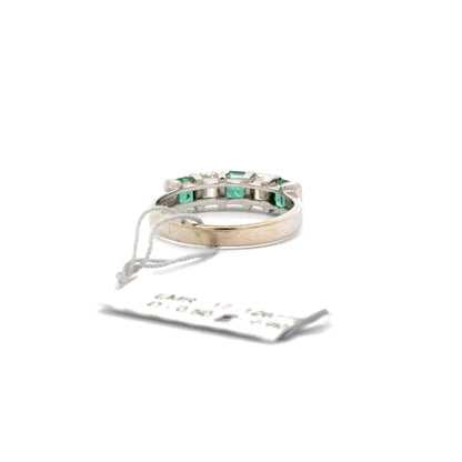 18K WHITE GOLD | 0.60 CT NATURAL EMERALDS | 0.50 CT NATURAL DIAMONDS BAND.