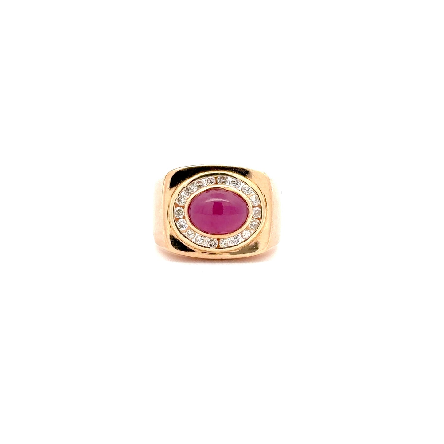 2.50ct Natural Oval Ruby Center & 0.65ct Natural Side Diamonds Ring | 14K YG