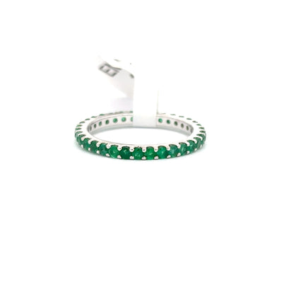 14K WHITE GOLD | 1.02 CTW NATURAL EMERALD BAND.