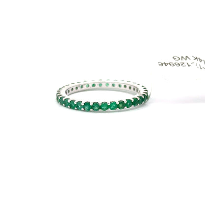 14K WHITE GOLD | 1.02 CTW NATURAL EMERALD BAND.