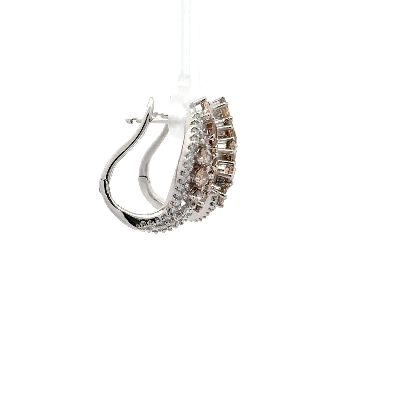 3.72 ctw Natural Champagne Diamonds & Natural Diamonds Earrings | 18k White Gold