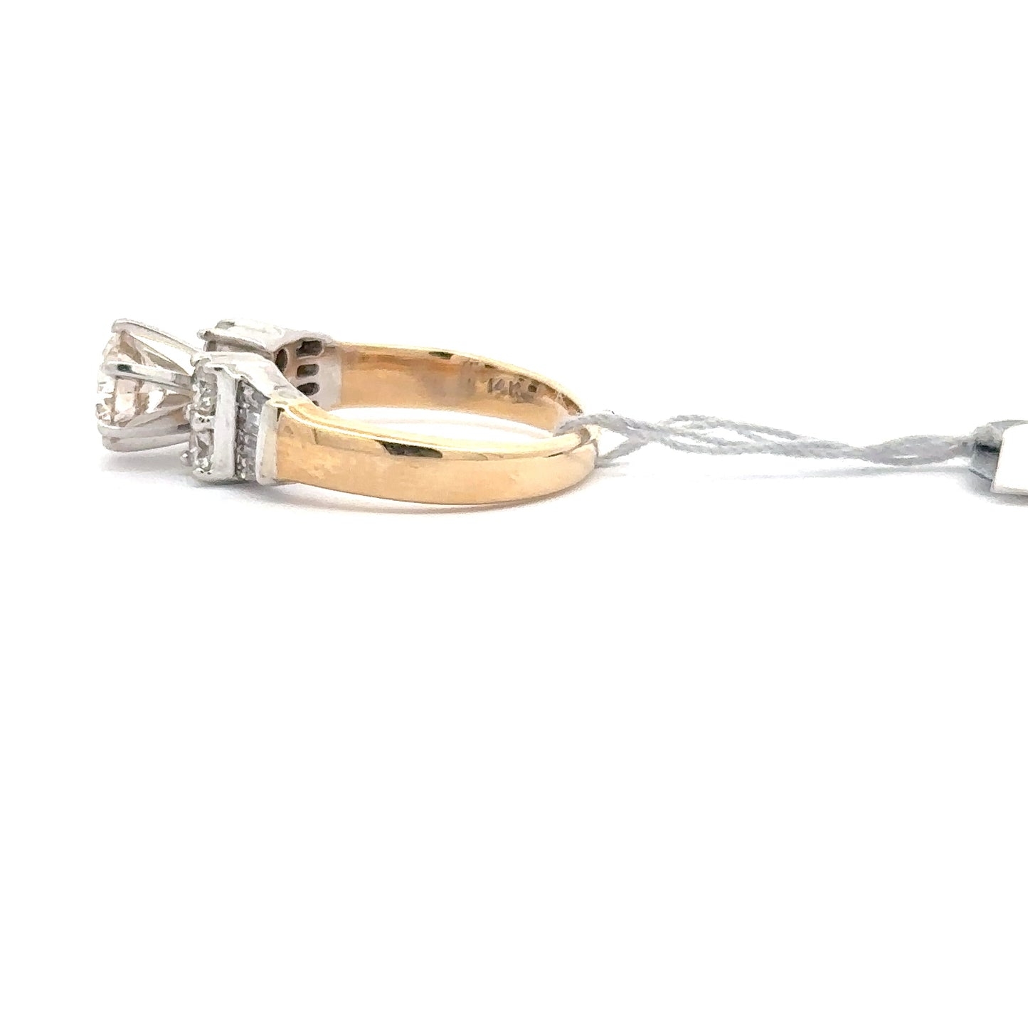 1.02ct Natural Round-Cut Diamond & 0.45ct Natural Side Diamonds Ring | 14K YWG