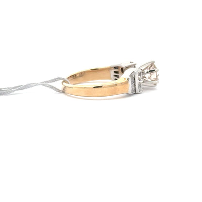 1.02ct Natural Round-Cut Diamond & 0.45ct Natural Side Diamonds Ring | 14K YWG
