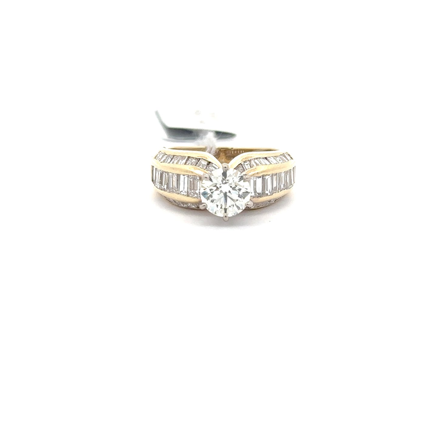 14K Yellow Gold Round Shape Diamond Engagement Ring