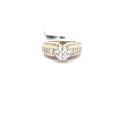 14K Yellow Gold Round Shape Diamond Engagement Ring