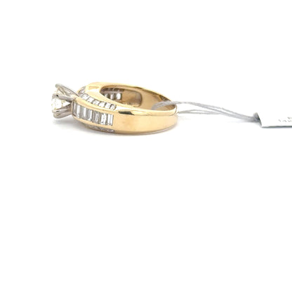 14K Yellow Gold Round Shape Diamond Engagement Ring