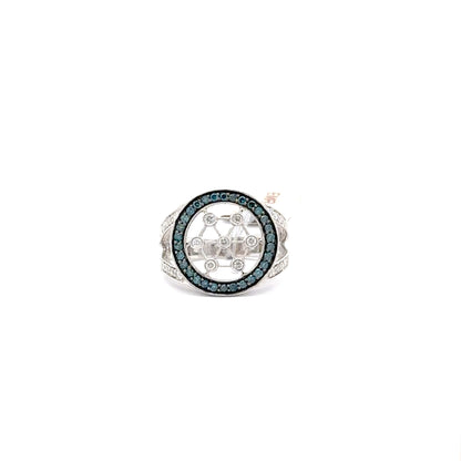 14K White Gold | 0.29 ct Natural Diamond | 0.35 ct Natural Blue Diamonds.
