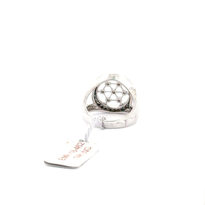 14K White Gold | 0.29 ct Natural Diamond | 0.35 ct Natural Blue Diamonds.