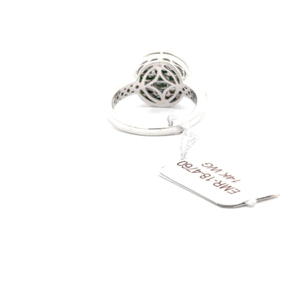 14k WHITE GOLD | 0.20 CT NATURAL DIAMOND | 0.80 CT NATURAL BLUE DIAMONDS RING.