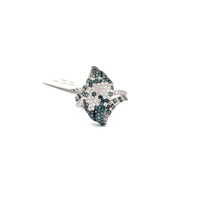 14K WHITE GOLD | 0.94 CT NATURAL DIAMOND | 0.96 NATURAL BLUE DIAMOND RING.