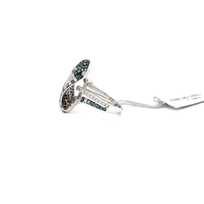 14K WHITE GOLD | 0.94 CT NATURAL DIAMOND | 0.96 NATURAL BLUE DIAMOND RING.