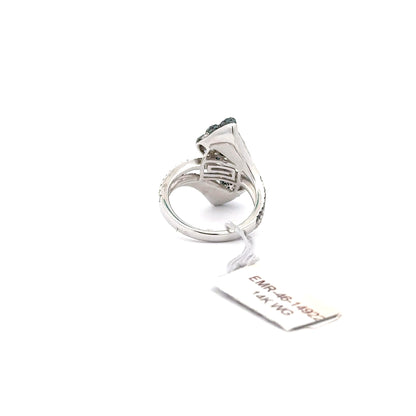 14K WHITE GOLD | 0.94 CT NATURAL DIAMOND | 0.96 NATURAL BLUE DIAMOND RING.