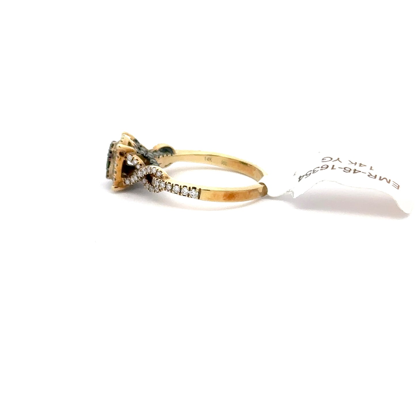 0.55 ct Green Diamonds Ring | 0.34 ct Side Diamonds | 14k Yellow Gold | 5 Gram.