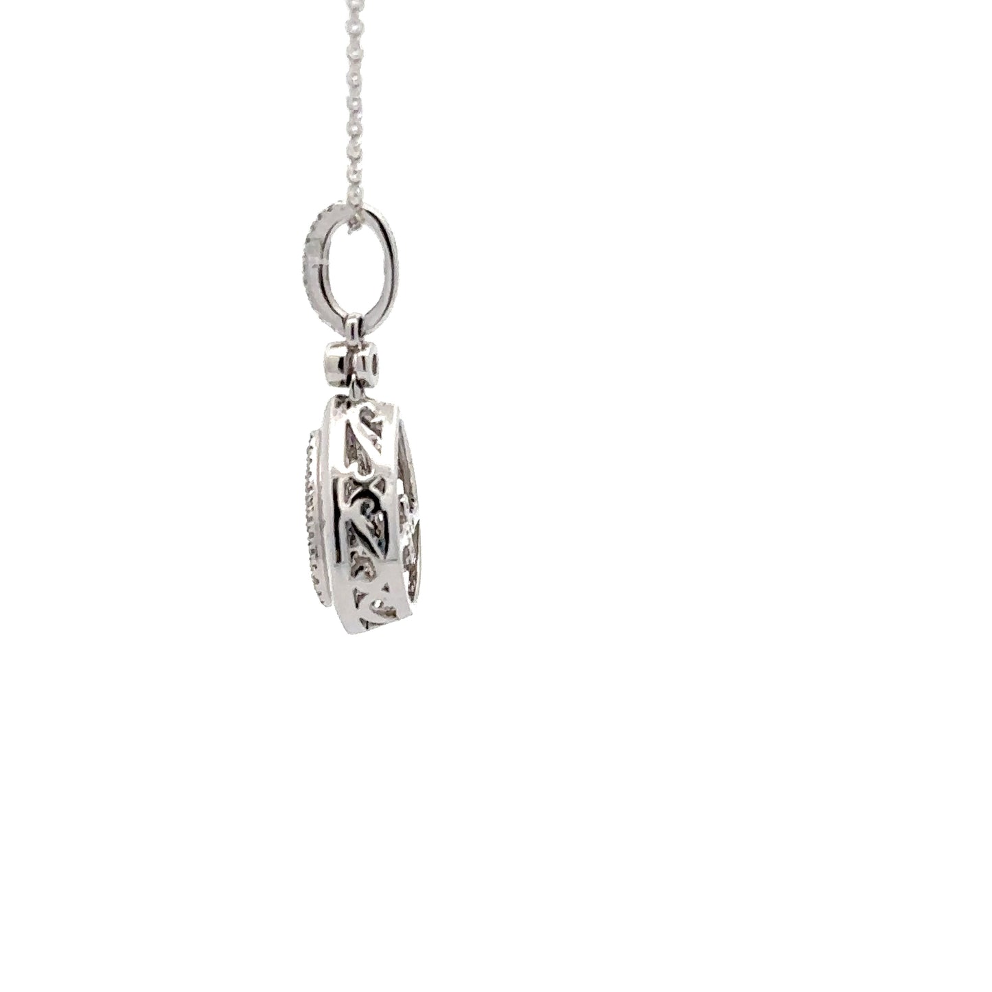 0.26 ct Natural Blue Center Diamond Pendant | 0.08 ctw Natural Side Diamonds | 14k White Gold.