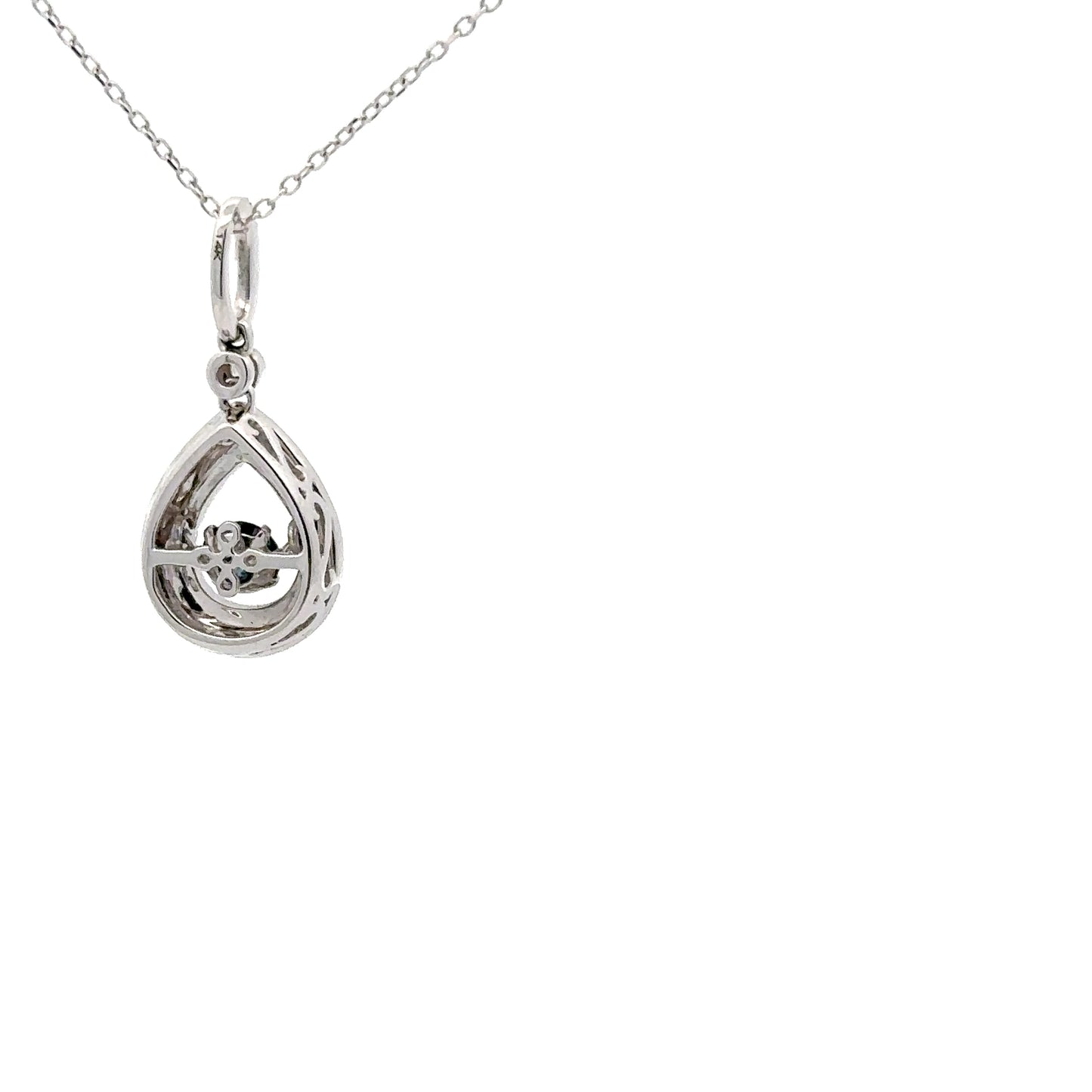 0.26 ct Natural Blue Center Diamond Pendant | 0.08 ctw Natural Side Diamonds | 14k White Gold.