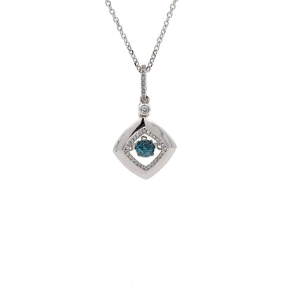 0.31 ct Natural Blue Diamond Pendant | 0.10 ctw Natural Side Diamonds | 14k White Gold.