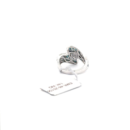 14K White Gold | 0.30 ct Natural Diamond | 0.82 ct Natural Blue Diamonds.