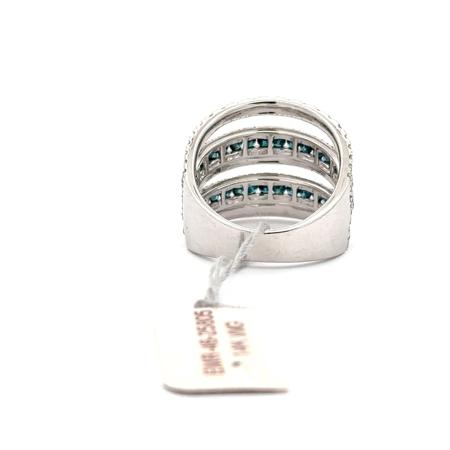 14K WHITE GOLD | 0.79 CT NATURAL BLUE DIAMONDS | 1.90 CT NATURAL DIAMONDS RING.