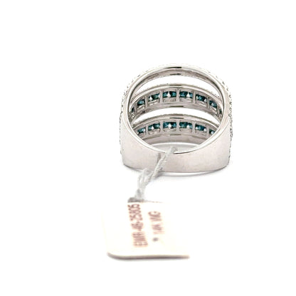 14K WHITE GOLD | 0.79 CT NATURAL BLUE DIAMONDS | 1.90 CT NATURAL DIAMONDS RING.