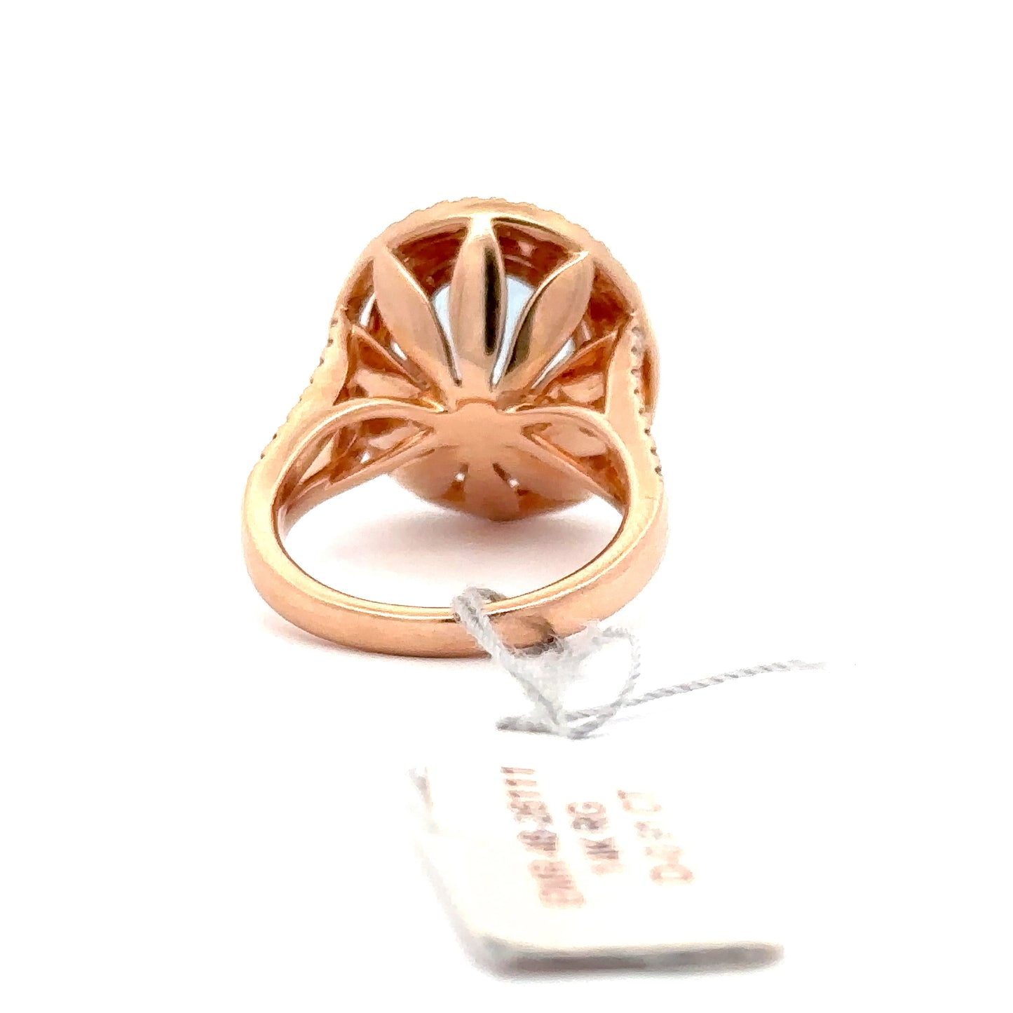 14K ROSE GOLD | 5.04 CT AQUAMARINE CENTERED | 0.91 CT NATURAL DIAMONDS RING.