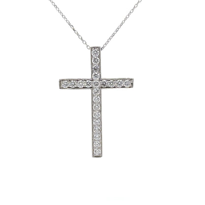 0.85 ctw Natural Diamonds Cross Pendant | 18K White Gold.