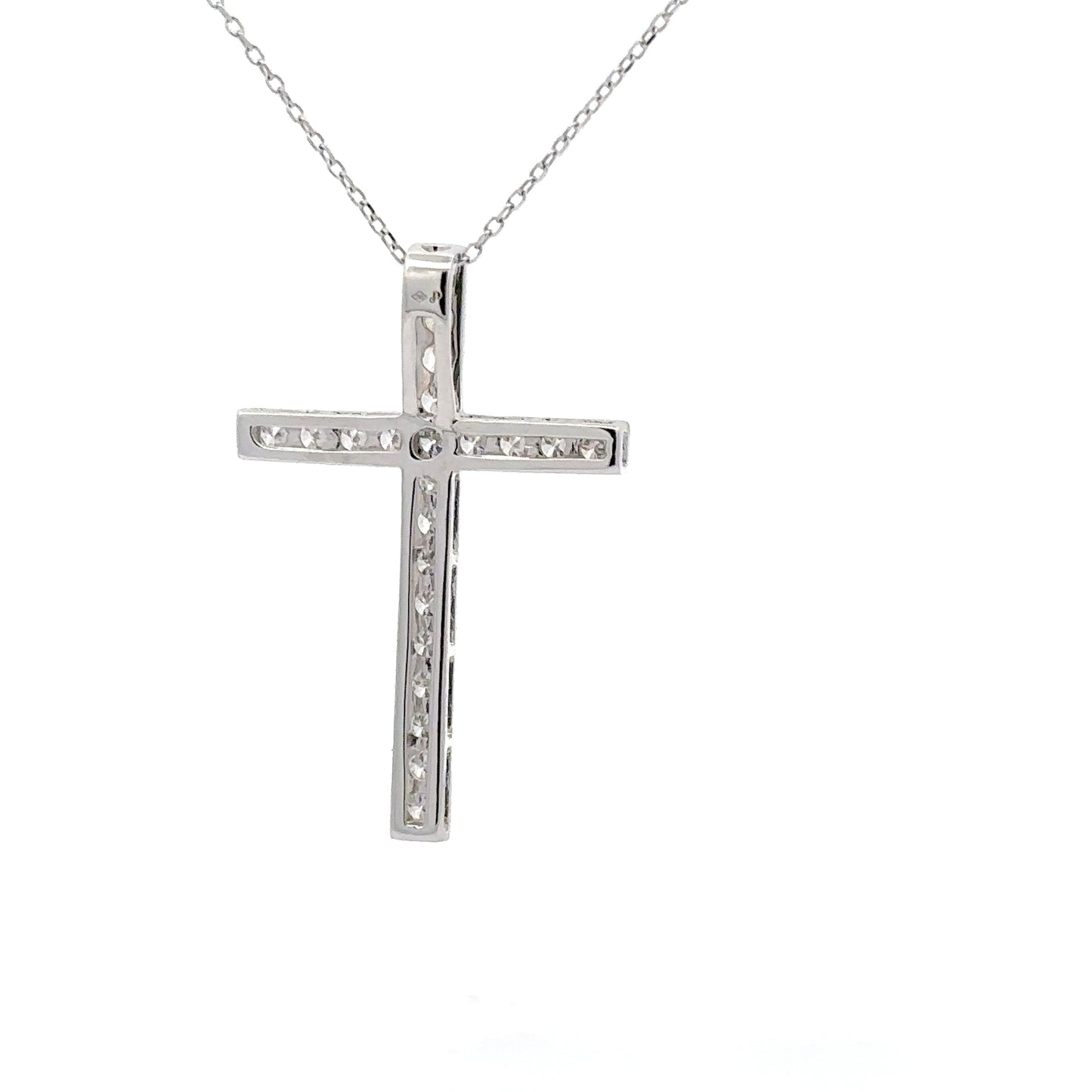 0.85 ctw Natural Diamonds Cross Pendant | 18K White Gold.