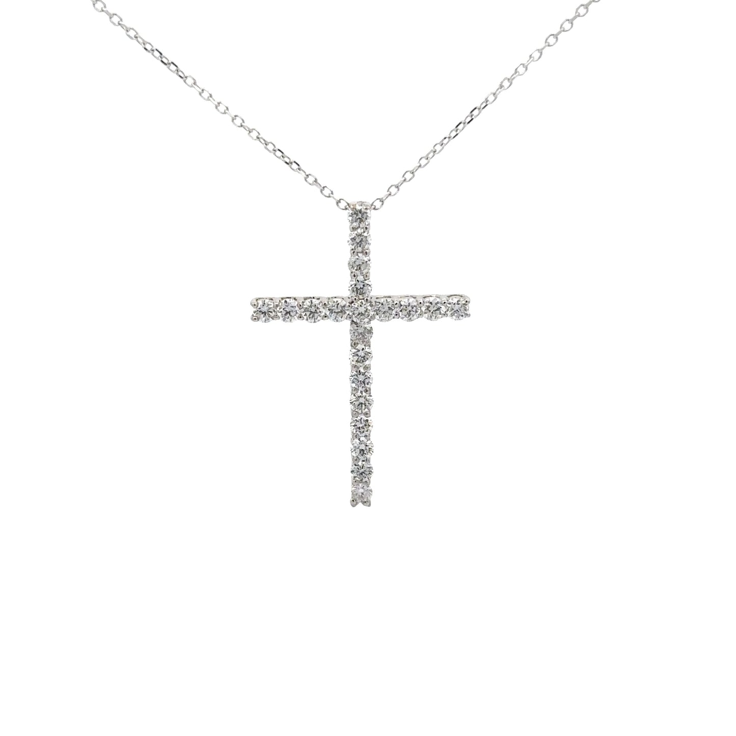 0.71 ctw Natural Diamonds Cross Pendant | 18K White Gold.