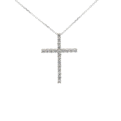 0.71 ctw Natural Diamonds Cross Pendant | 18K White Gold.
