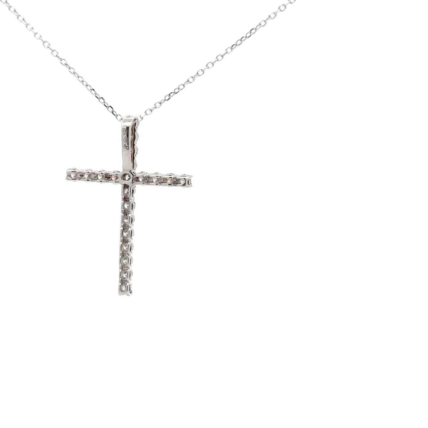 0.71 ctw Natural Diamonds Cross Pendant | 18K White Gold.