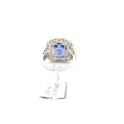 7.83ct Natural Round Tanzanite Center & 1.71ct Natural Side Diamonds Ring | 18K WG