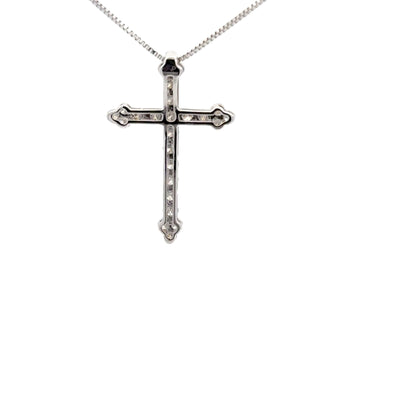 0.79 ctw Natural Diamonds Cross Pendant | 18K White Gold.