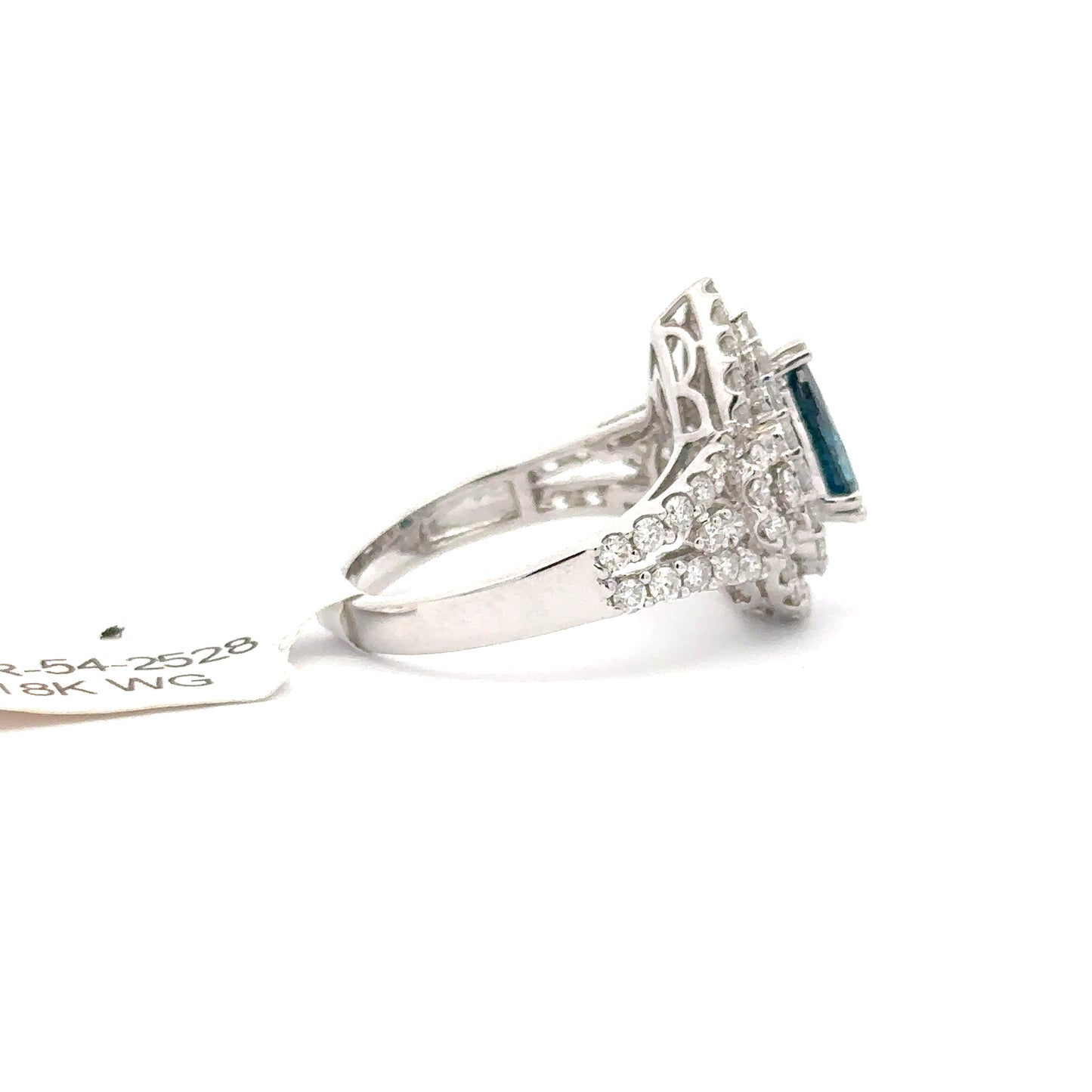 18K WHITE GOLD | 1.04 CT CENTERED NATURAL BLUE DIAMOND | 1.64 CT SIDE DIAMONDS.