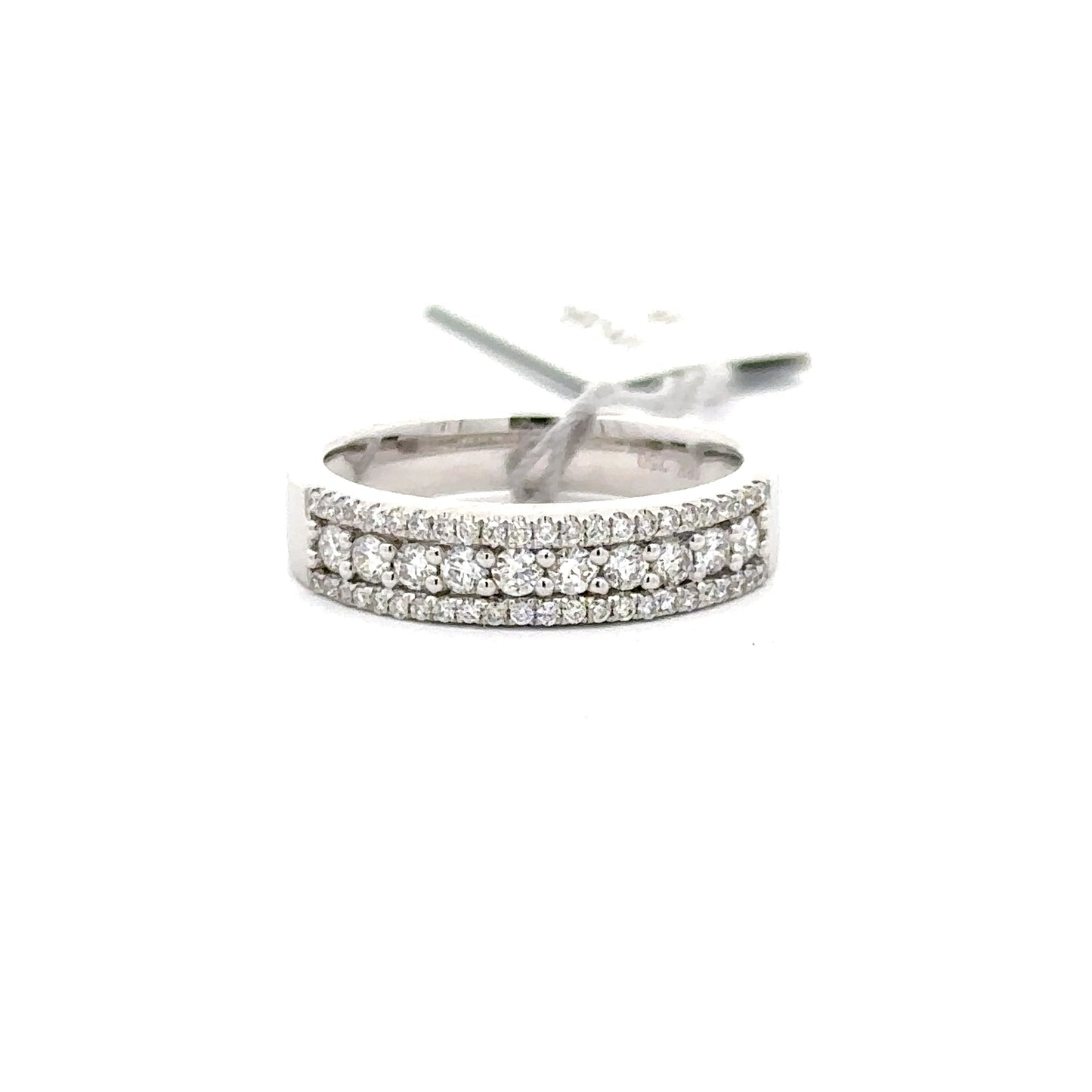 0.52ct Natural Diamond Band with Three Sparkling Rows | 18K WG