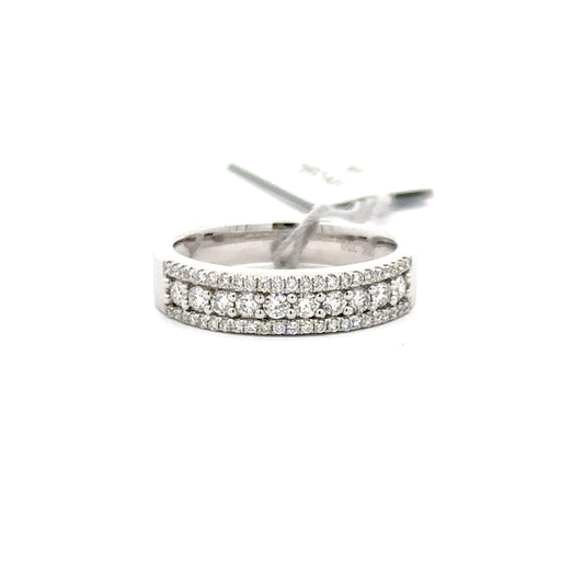 0.52ct Natural Diamond Band with Three Sparkling Rows | 18K WG