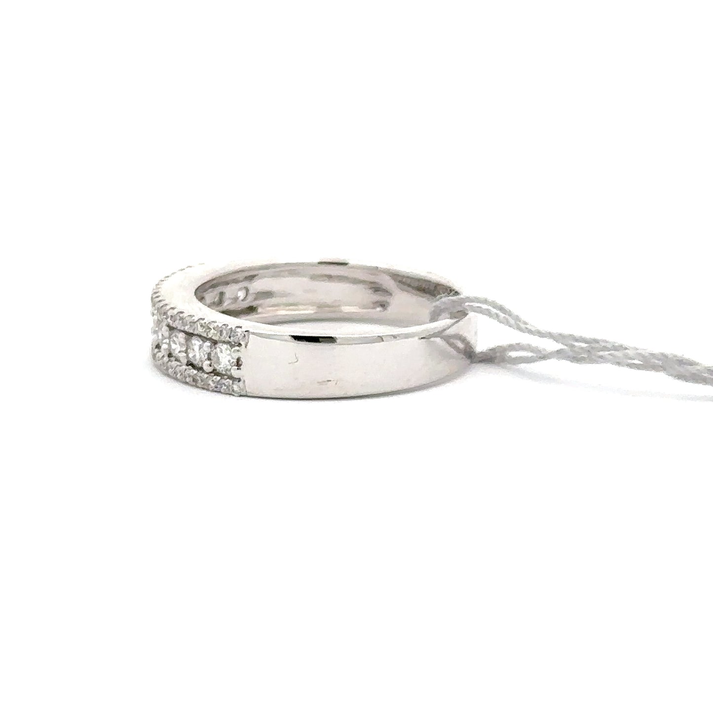 0.52ct Natural Diamond Band with Three Sparkling Rows | 18K WG