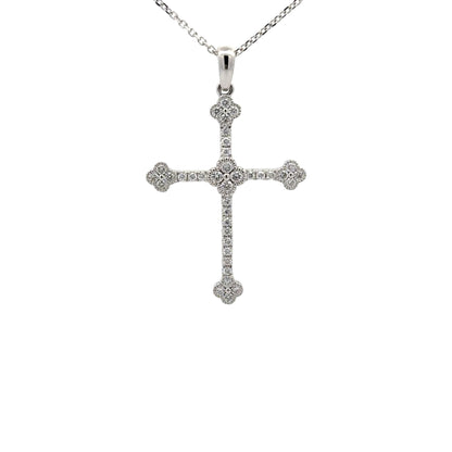 0.48 ctw Natural Diamonds Cross Pendant | 18K White Gold.