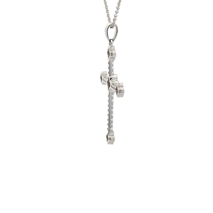 0.48 ctw Natural Diamonds Cross Pendant | 18K White Gold.
