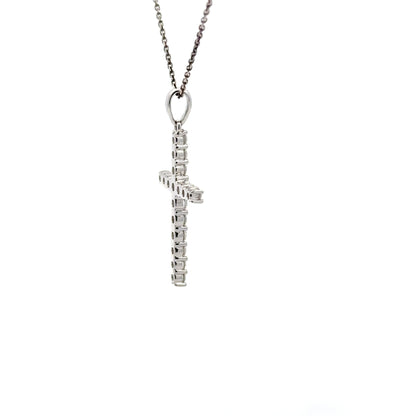 0.77 ctw Natural Diamonds Cross Pendant | 18K White Gold.