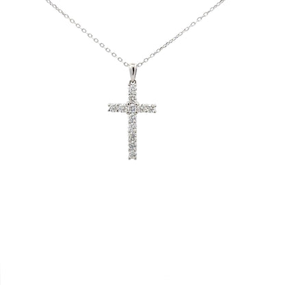 0.52 ctw Natural Diamonds Cross Pendant | 18k White Gold