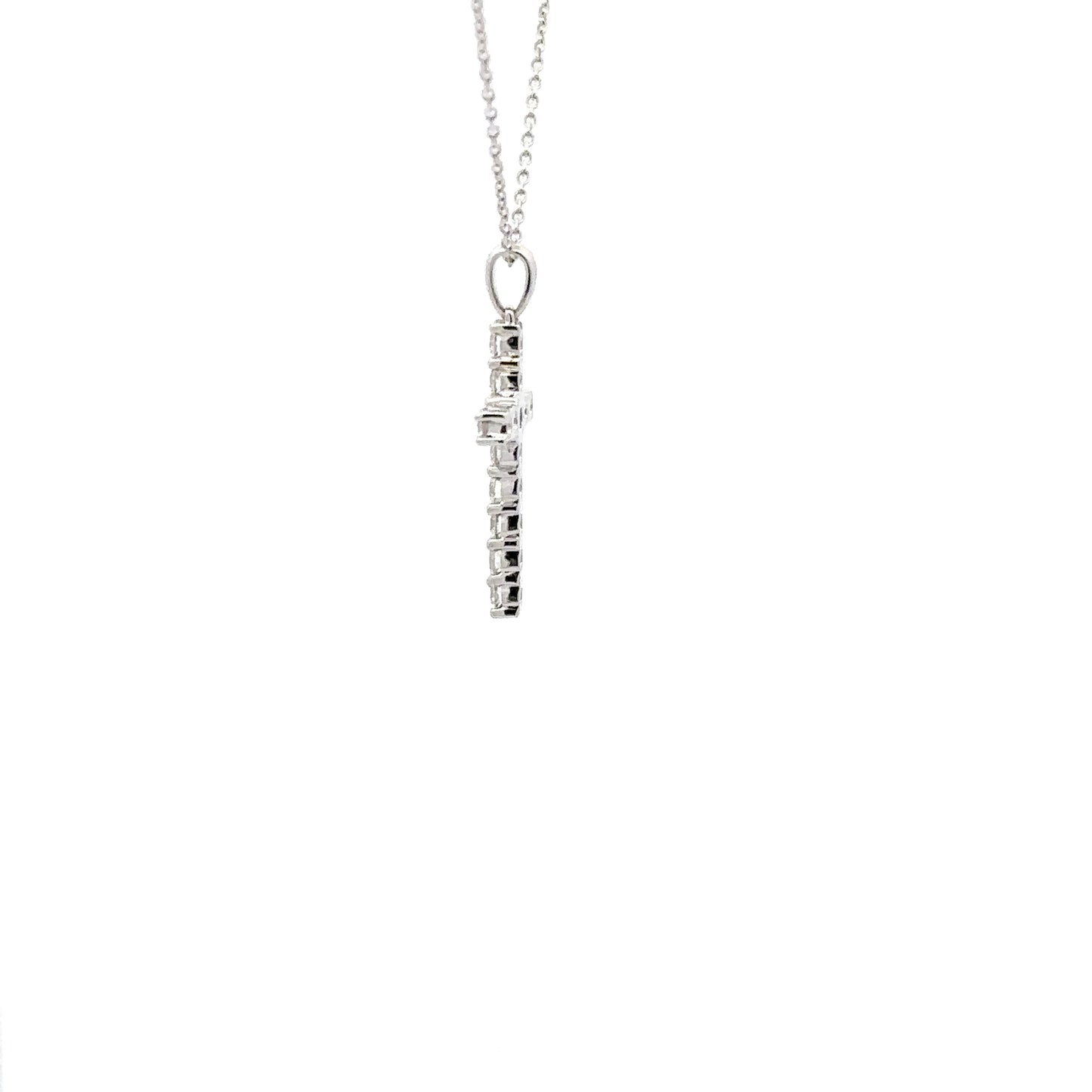 0.52 ctw Natural Diamonds Cross Pendant | 18k White Gold
