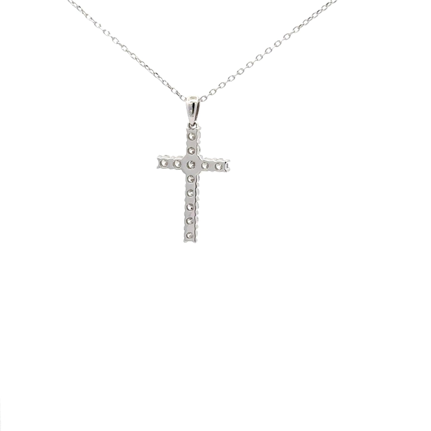 0.52 ctw Natural Diamonds Cross Pendant | 18k White Gold