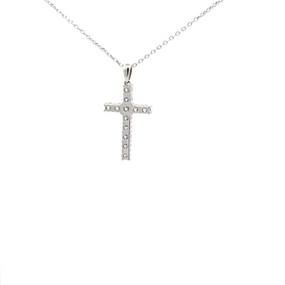 0.52 ctw Natural Diamonds Cross Pendant | 18k White Gold