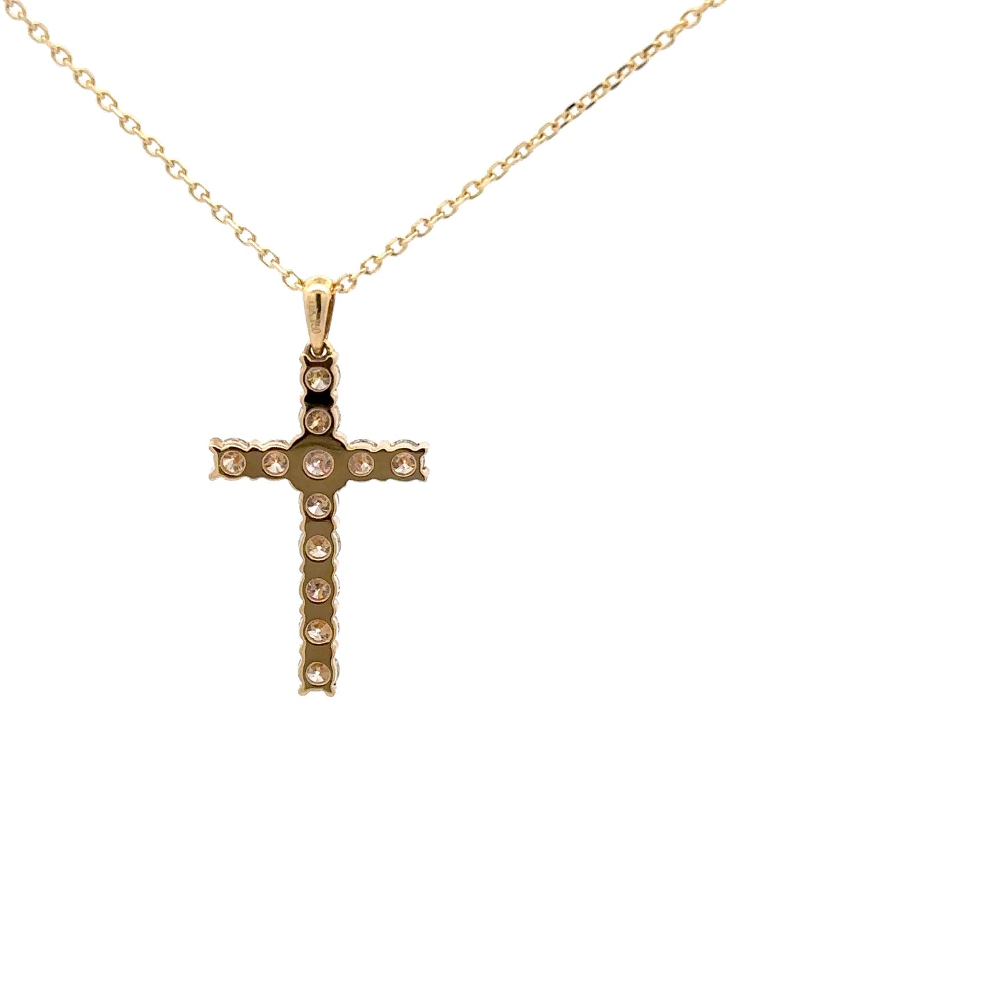 0.82 ctw Natural Diamonds Cross Pendant | 18k Yellow Gold
