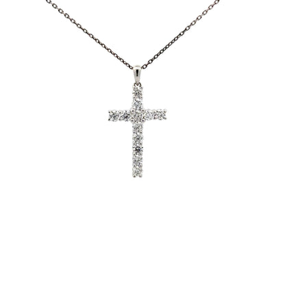 0.83 ctw Natural Diamonds Cross Pendant | 18k White Gold