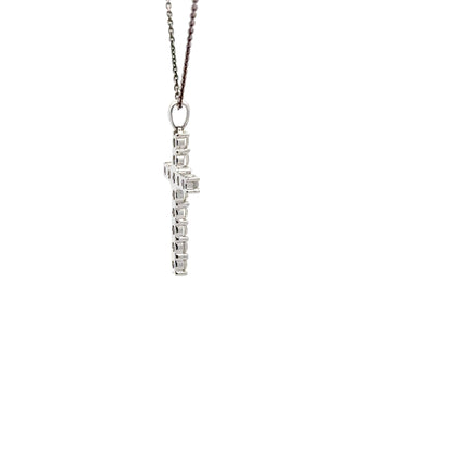 0.83 ctw Natural Diamonds Cross Pendant | 18k White Gold