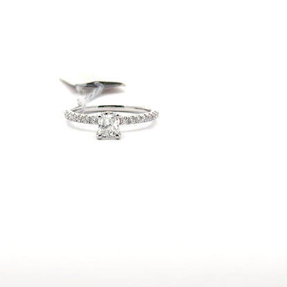 0.60ct Natural Princess-Cut Center Diamond & 0.37ct Side Diamonds Ring | 18K WG