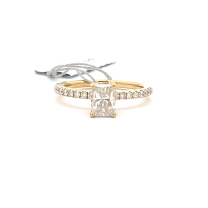 1.41 ctw Natural Diamond Ring | 1.01 Radiant Cut Center | 14k Yellow Gold.