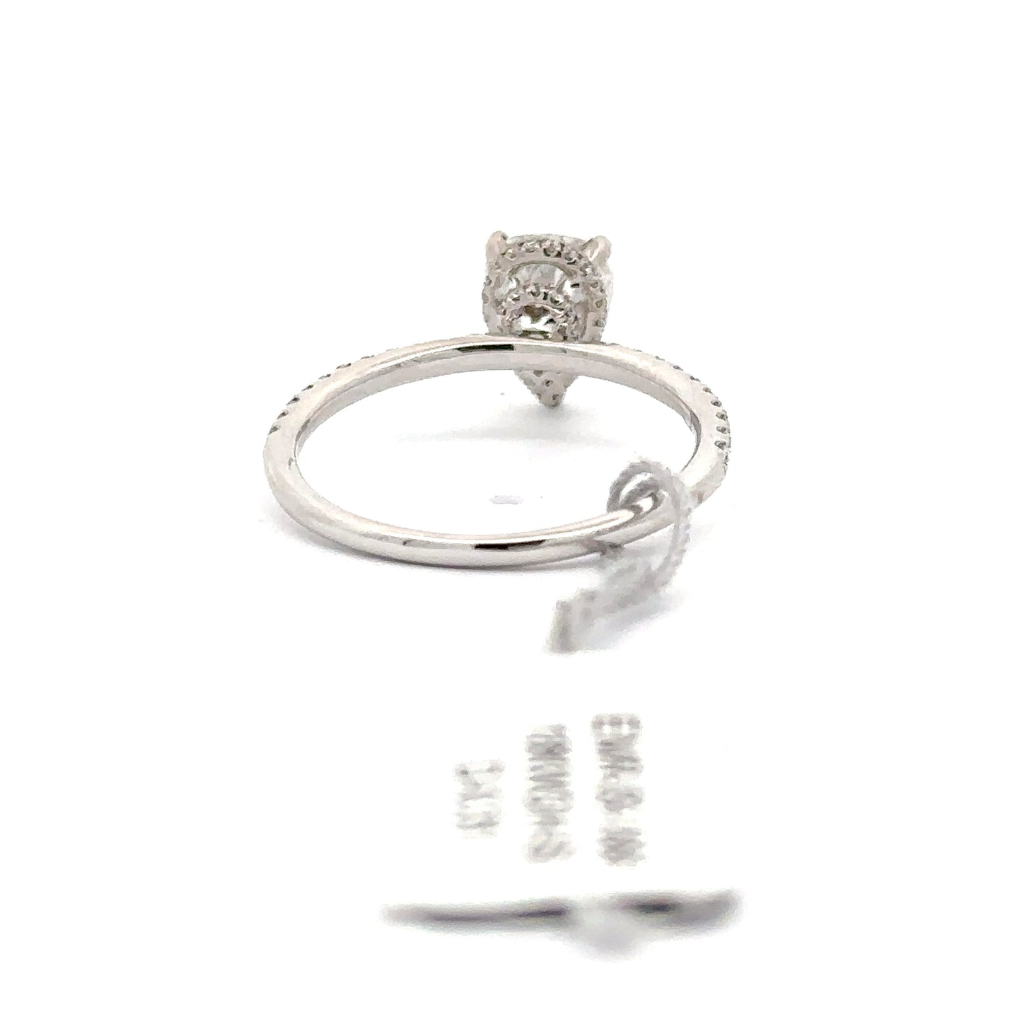 1.02ctw Natural Diamond Ring | 0.71ct Pear Center | 18K White Gold.