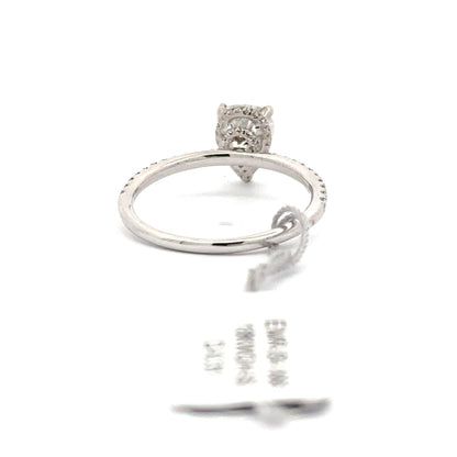 1.02ctw Natural Diamond Ring | 0.71ct Pear Center | 18K White Gold.
