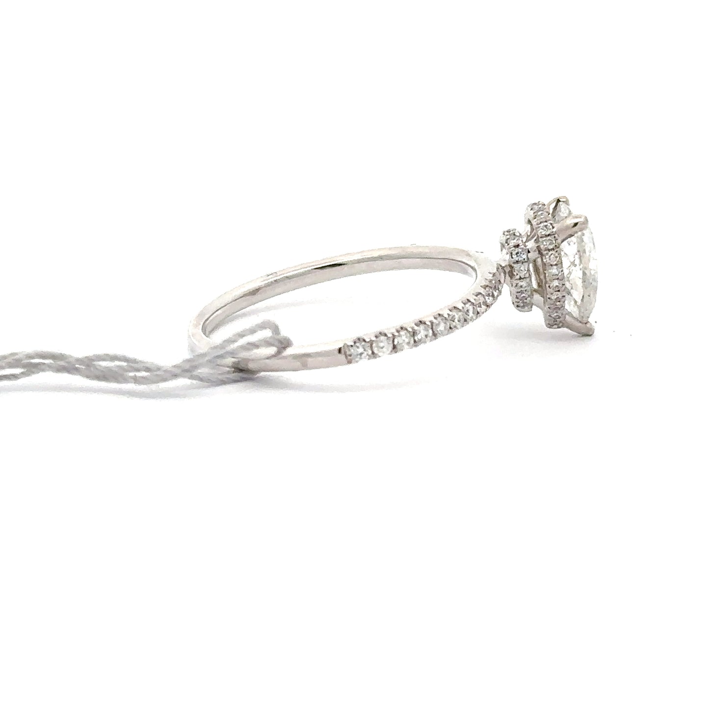 1.02ctw Natural Diamond Ring | 0.71ct Pear Center | 18K White Gold.